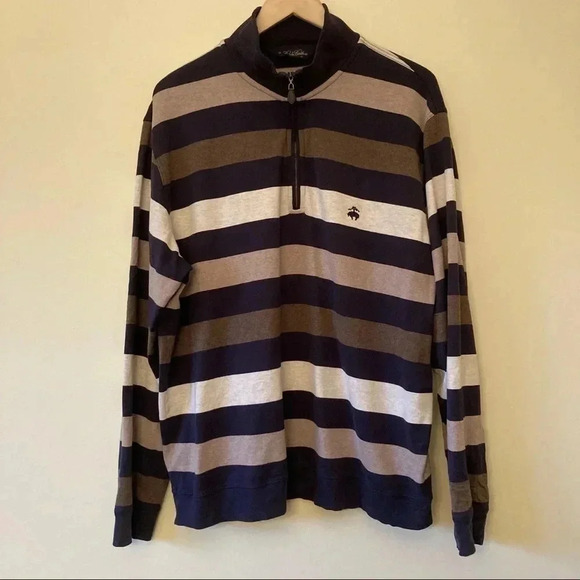 Brooks  Brothers cotton striped half zip sweater - Picture 1 of 4